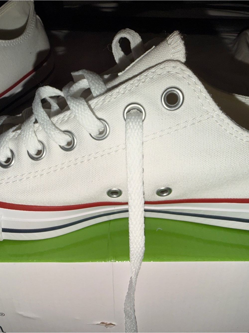 Converse Kids White Low-Top Canvas Sneakers with Red Trim